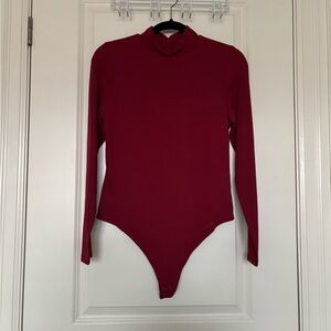 Elegant Red Long Sleeve Bodysuit